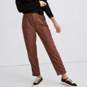 Madewell Plaid Straight Leg Pants - Brown